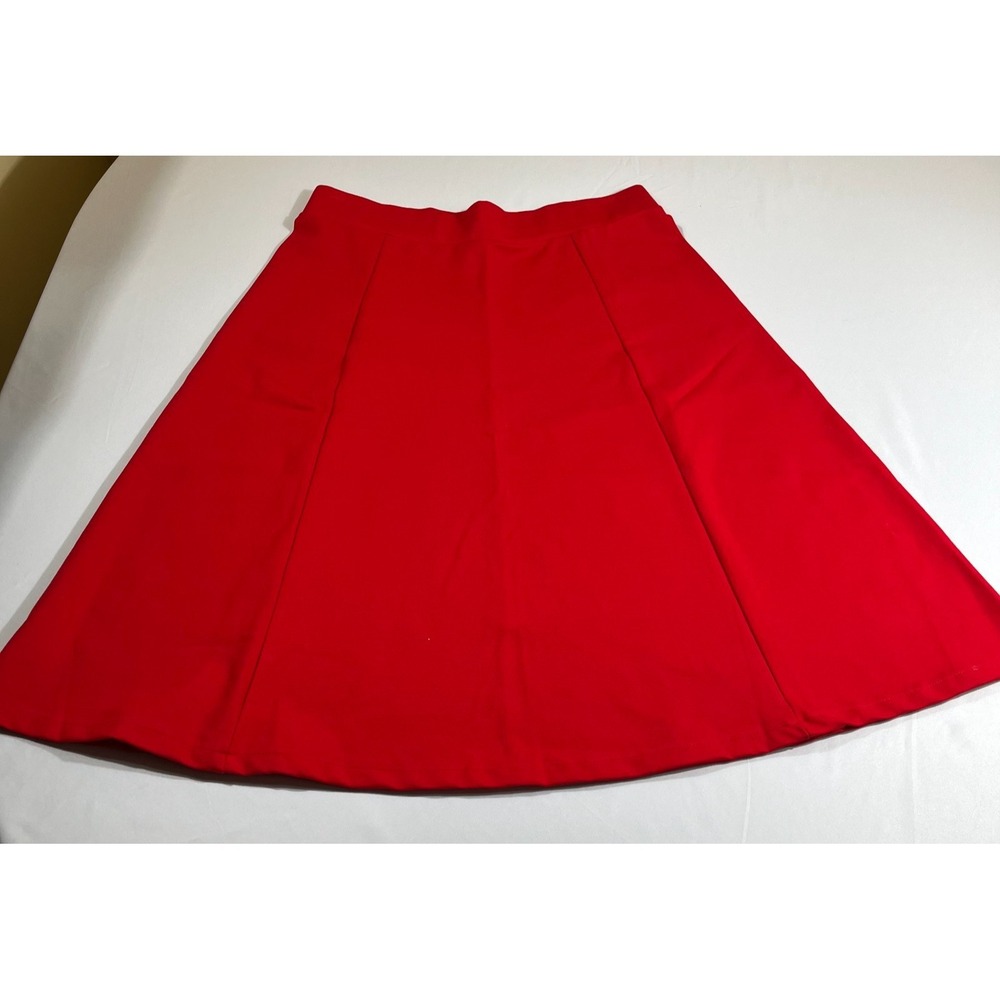 Urban Coco Red A-Line Midi Skirt Solid Stretchy Flare Size XL High Waisted